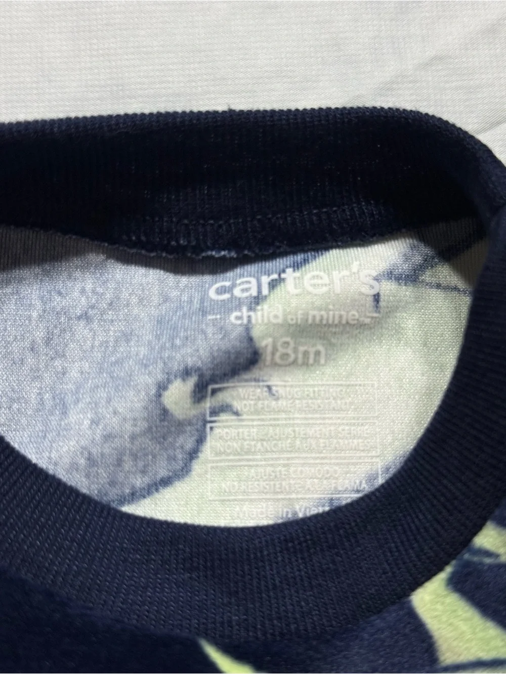 Carter’s Toddler Baby Boy Dinosaur Velvet Pajamas Size 18 Months